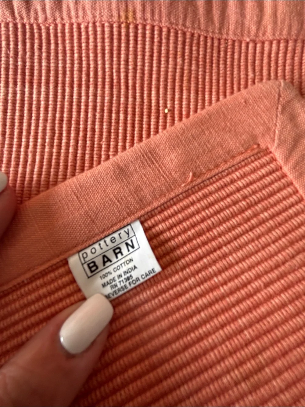 Pottery Barn Coral Ribbed Cotton tablecloths